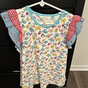 Matilda Jane Kids Floral Top - Blue and Red Accents